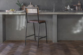 Iswa Leather & Cane Counter Chair - Stable Home Garden