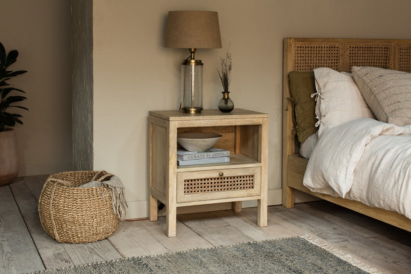 Kanz Mango Wood Bedside Table - Stable Home Garden