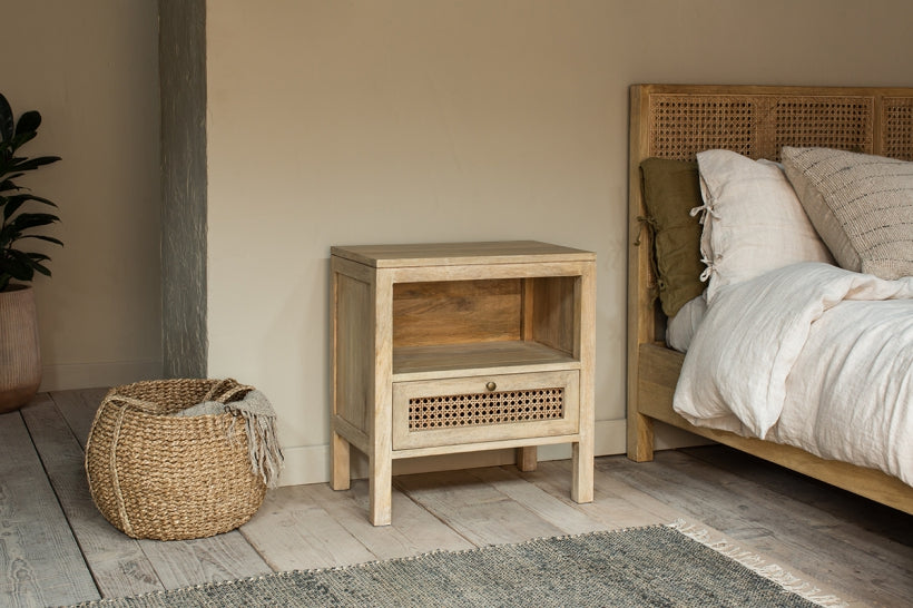 Kanz Mango Wood Bedside Table - Stable Home Garden