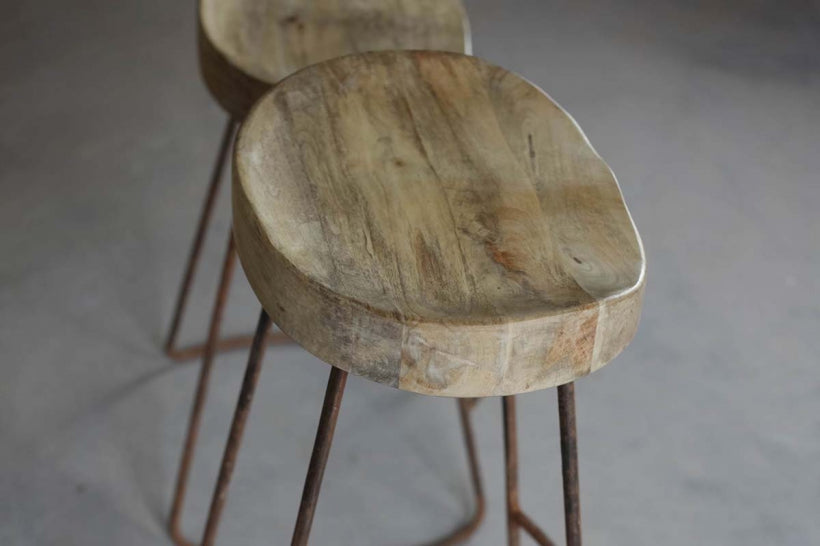Loko Mango Wood Stool - Stable Home Garden