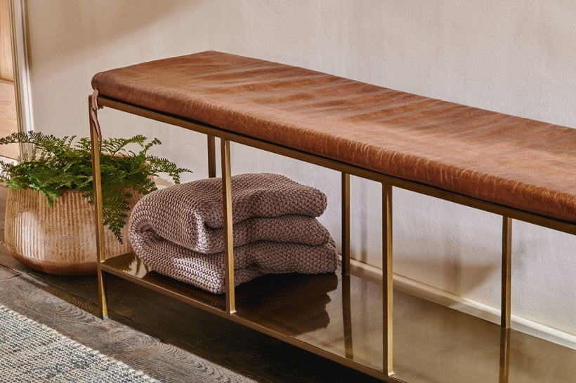 Mahi Iron & Leather bench - Stable Home Garden