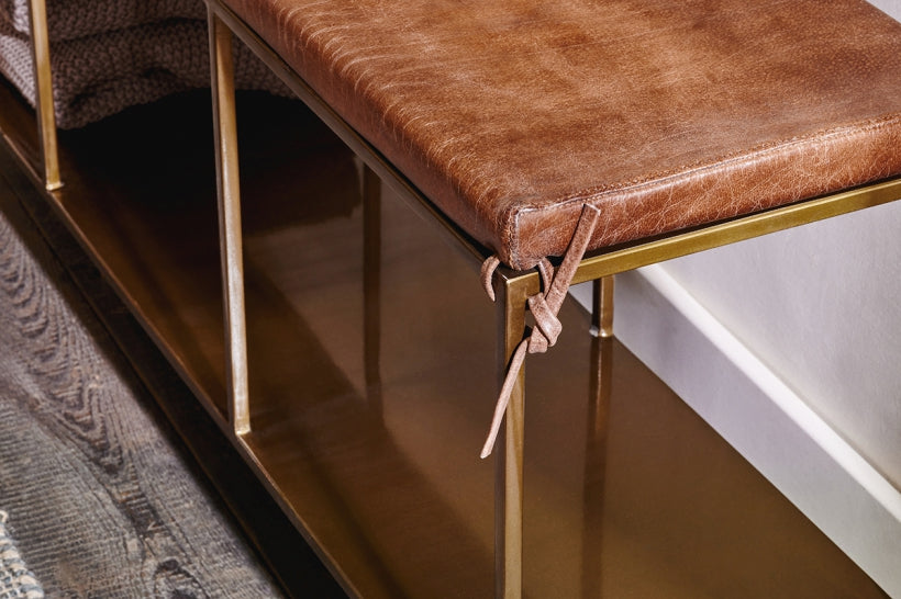 Mahi Iron & Leather bench - Stable Home Garden