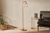 Muturi Glass Floor Lamp - Antique Brass - Stable Home Garden