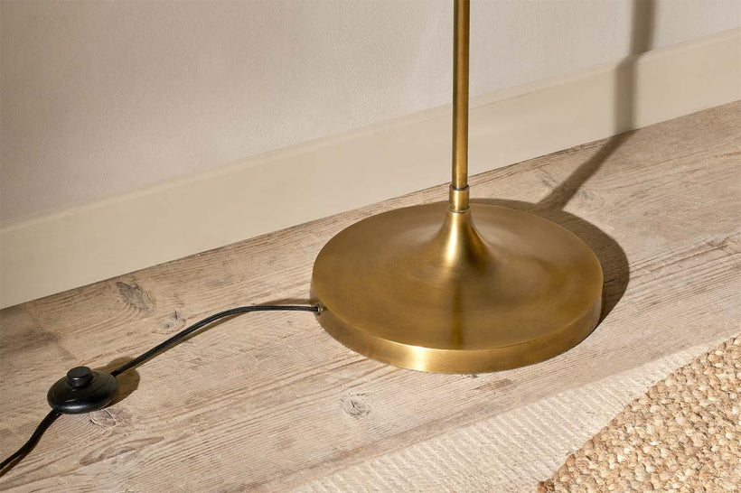 Muturi Glass Floor Lamp - Antique Brass - Stable Home Garden