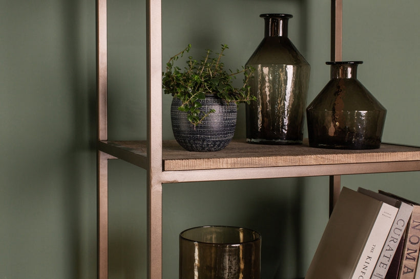Marjori Mango Wood And Iron Standing Shelves - Narrow - Stable Home Garden