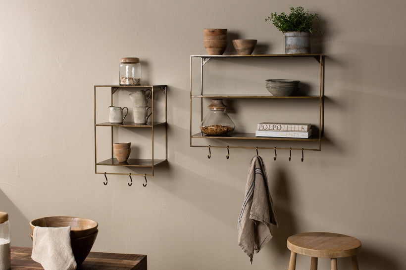 Meghana Iron Shelf With Hooks - Wide - Stable Home Garden