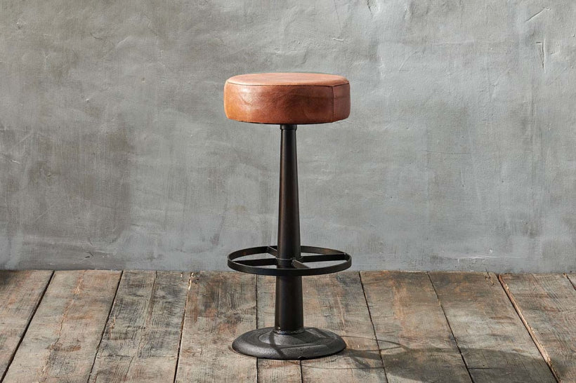 Narwana Leather Round Stool - Stable Home Garden
