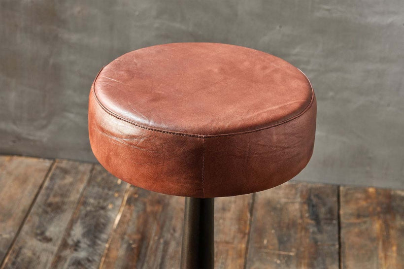 Narwana Leather Round Stool - Stable Home Garden