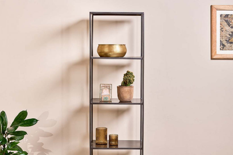 Takua Iron Narrow Standing Shelves - Stable Home Garden