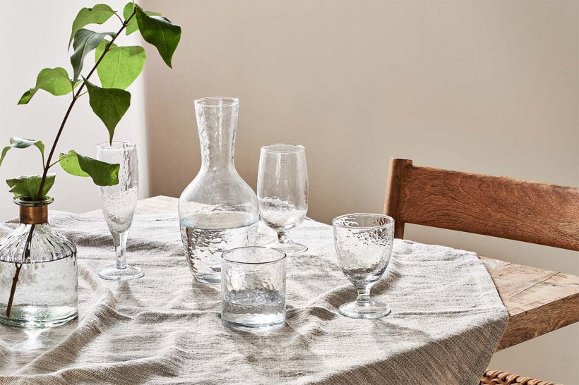 Yala Hammered Wine Glass - Clear Glass - Stable Home Garden