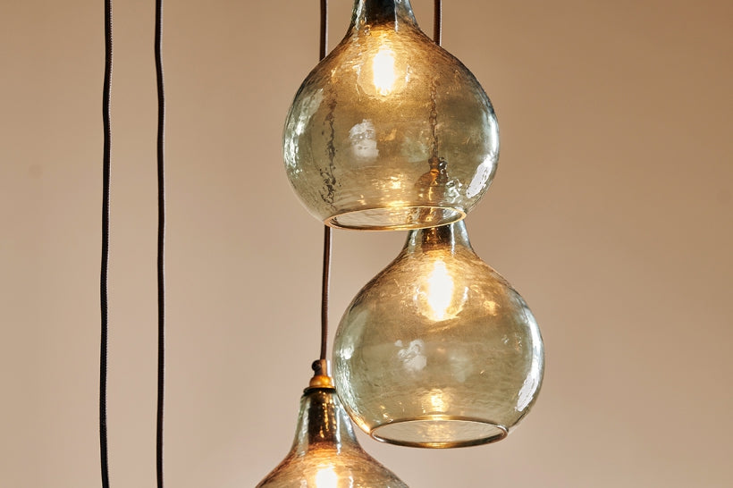 Ziva Statement Recycled Glass Cluster Pendant - Green Smoke - Stable Home Garden