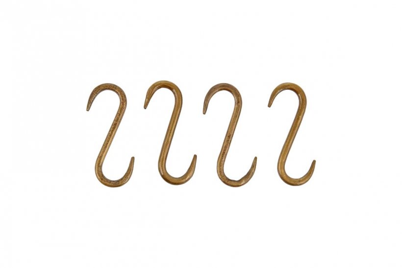 Set of 4 Laila Iron S Hooks - Brass - Stable Home Garden
