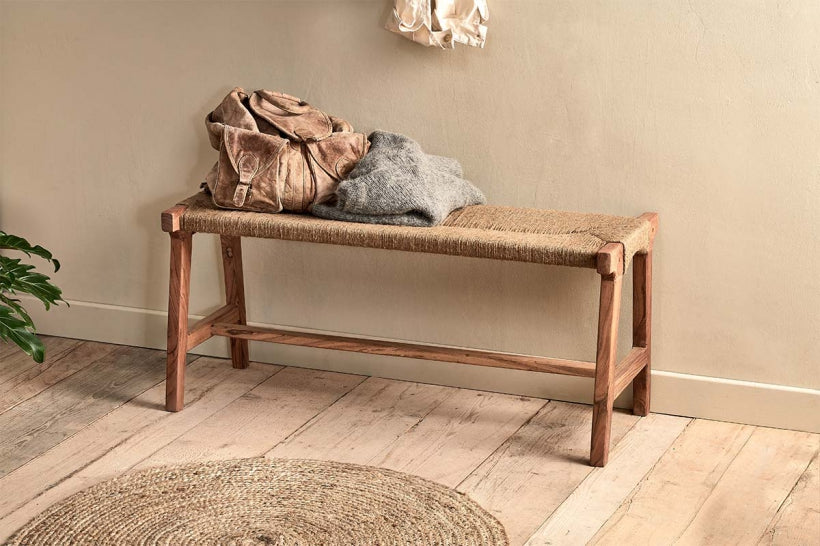 Amhara Acacia &amp; Jute Woven Bench