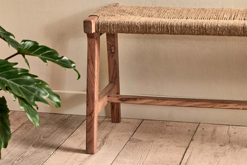 Amhara Acacia &amp; Jute Woven Bench