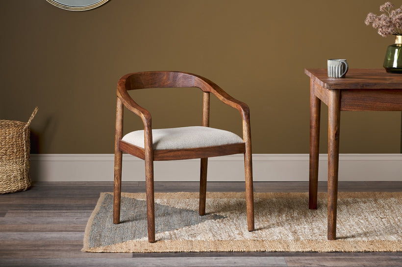 Anbu Acacia Upholstered Dining Chair - Washed Walnut - Stable Home Garden