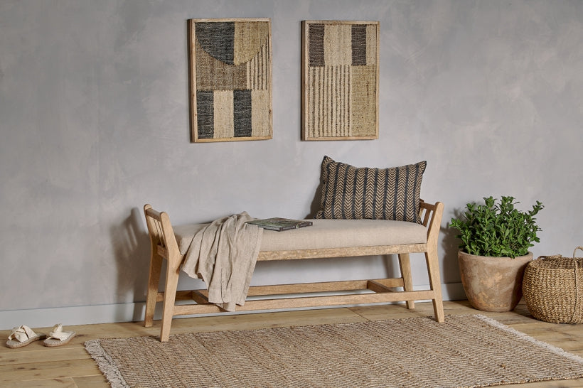 Avanthi Upholstered Sleigh Bench - Natural - Stable Home Garden