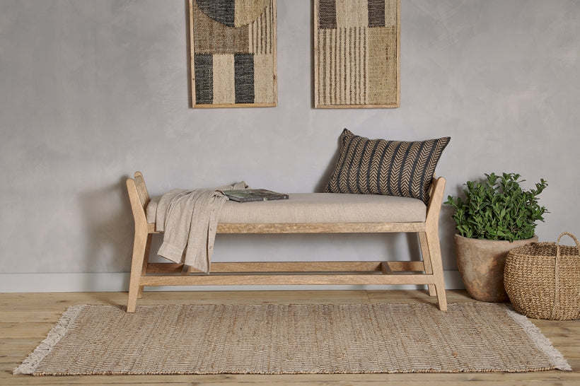 Avanthi Upholstered Sleigh Bench - Natural - Stable Home Garden