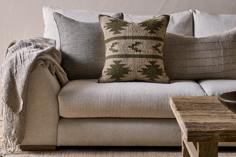 Bhumi Wool & Jute Cushion Cover - Moss Green - Stable Home Garden