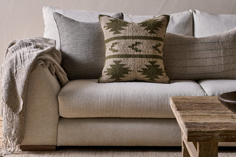 Bhumi Wool &amp; Jute Cushion Cover - Moss Green