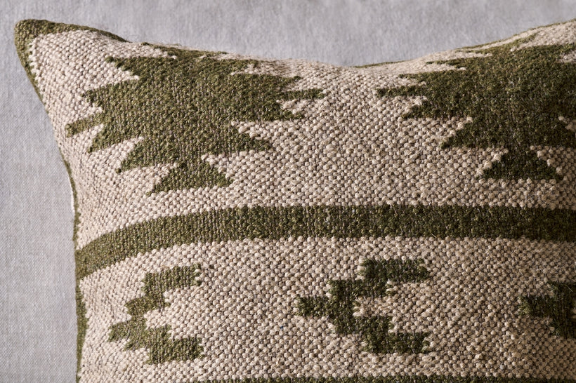 Bhumi Wool &amp; Jute Cushion Cover - Moss Green