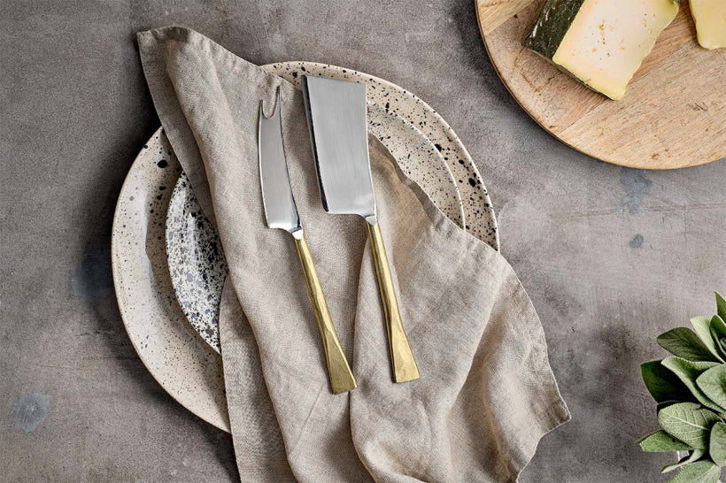 Ena Cheese Knife Set - Brushed Gold