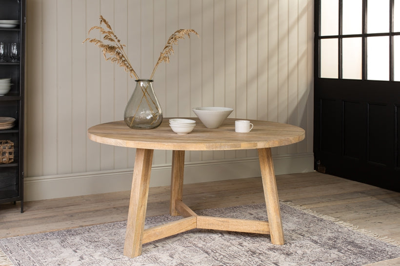 Indali Mango Wood Round Dining Table - Large - Stable Home Garden