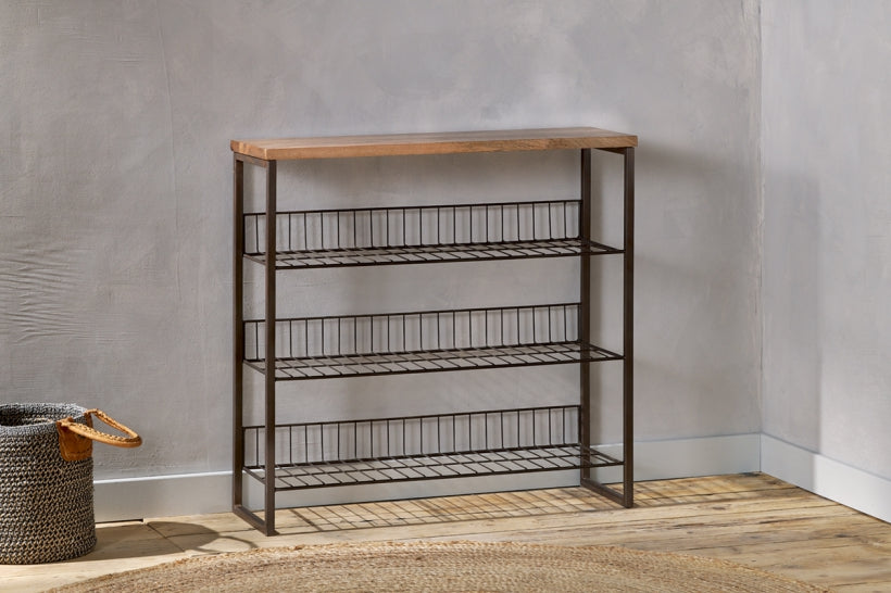 Kiyoma Iron & Wood Tall Standing Shelves - Natural - Stable Home Garden