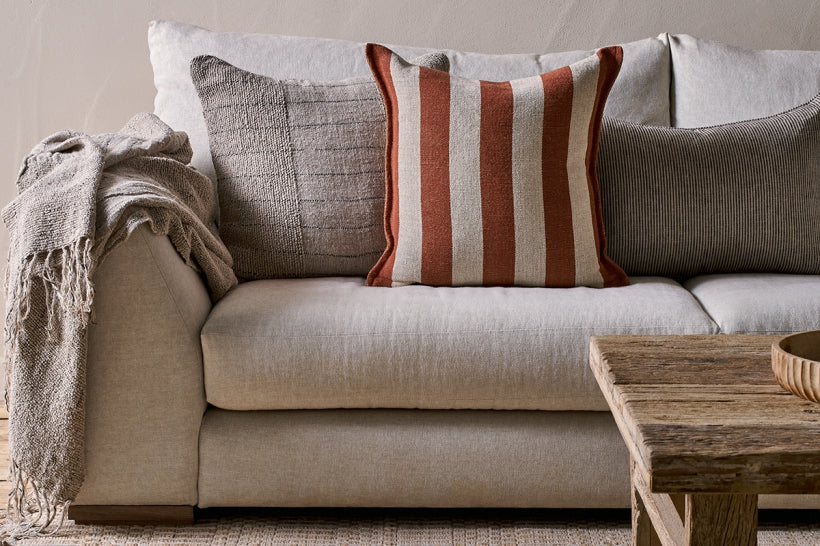 Kobbari Jute & Cotton Cushion Cover - Rust - Stable Home Garden