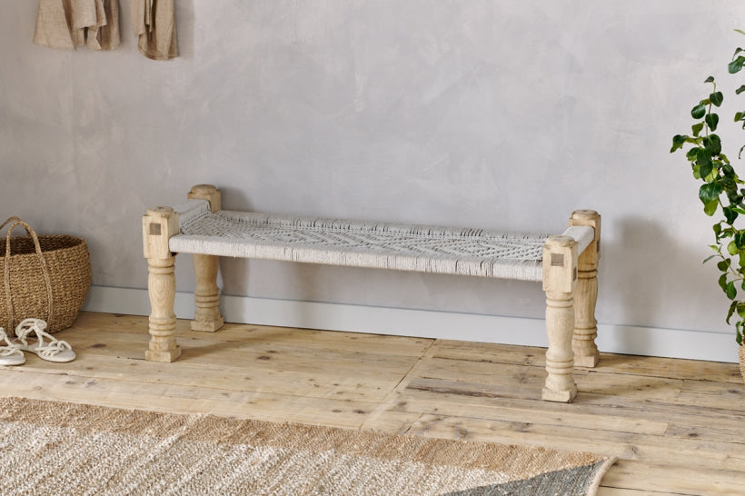 Kutumba Woven Indian Bench - Natural