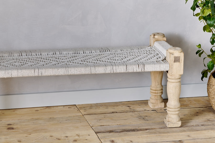 Kutumba Woven Indian Bench - Natural