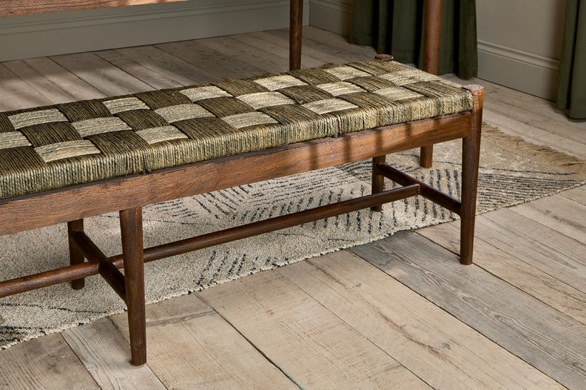Raunak Acacia Woven Bench - Washed Walnut - Small - Stable Home Garden