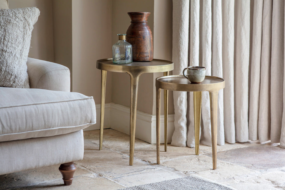 Rohia Cast Metal Table - Brass - Stable Home Garden