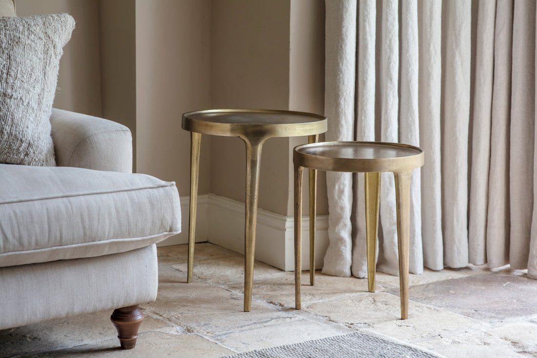 Rohia Cast Metal Table - Brass - Stable Home Garden