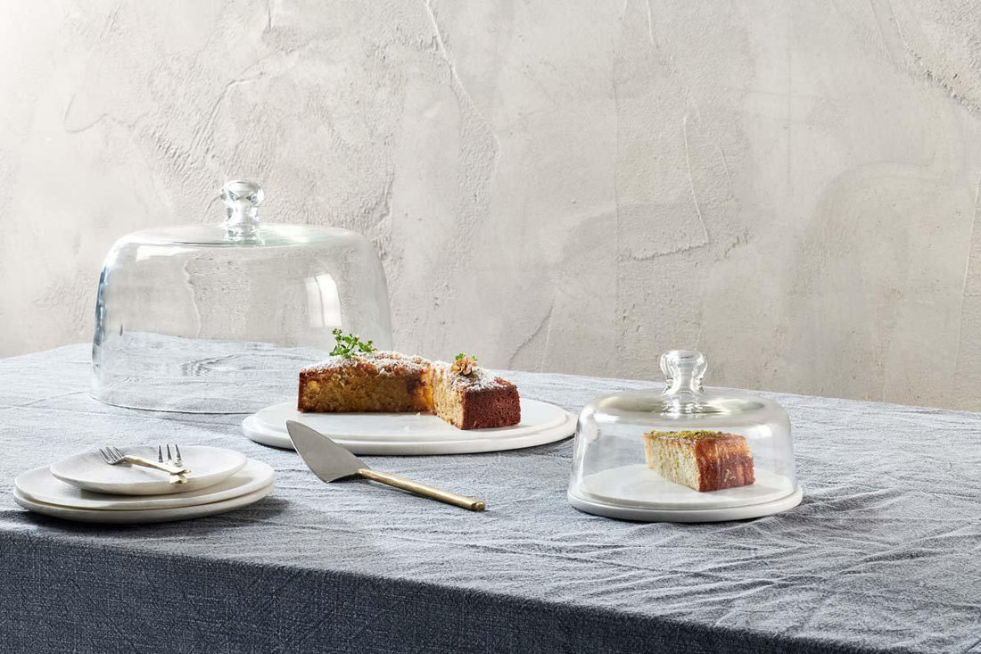 Duru Marble Cake Dome Marble &amp; Glass