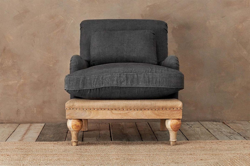 Abe Linen Armchair - Charcoal - Stable Home Garden
