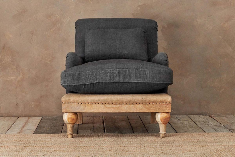 Abe Linen Armchair - Charcoal