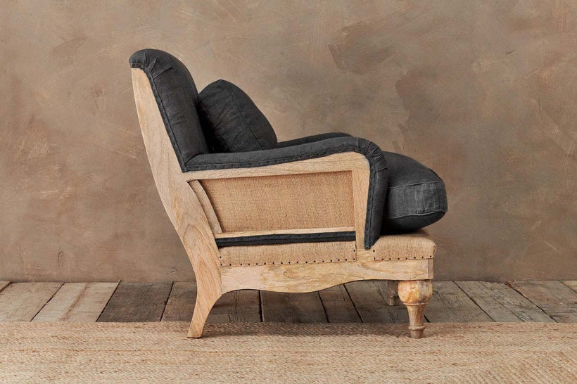 Abe Linen Armchair - Charcoal - Stable Home Garden