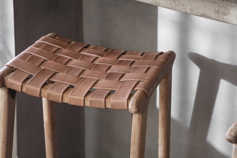 Adembi Woven Leather Counter Stool