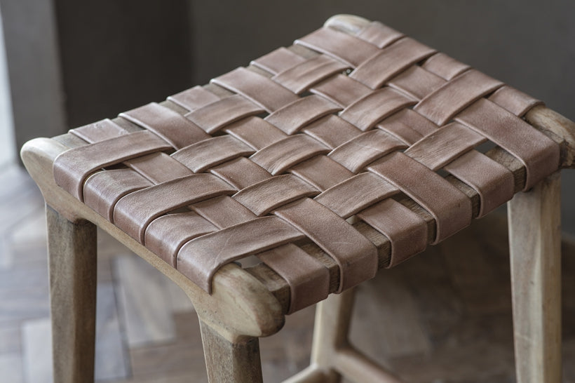 Adembi Woven Leather Counter Stool - Stable Home Garden