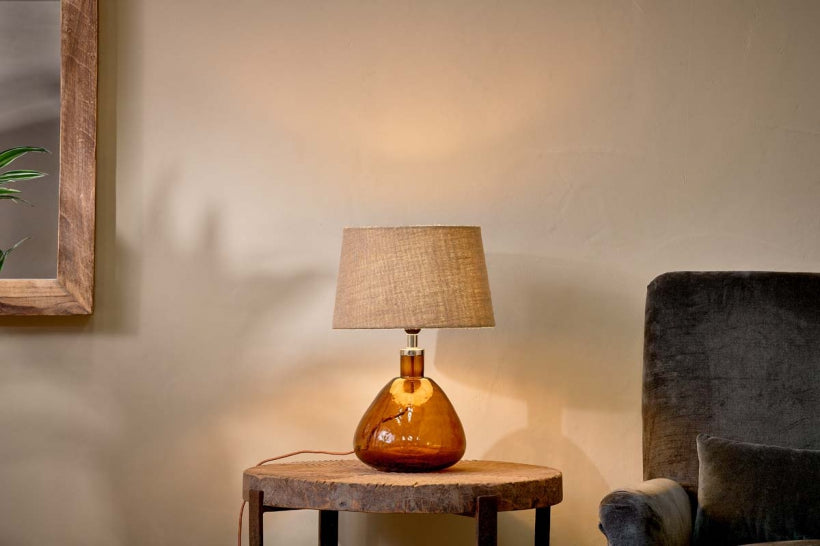 Baba Glass Lamp - Burnt Amber - Small Wide - Stable Home Garden
