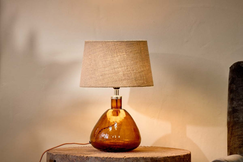Baba Glass Lamp - Burnt Amber - Small Wide - Stable Home Garden