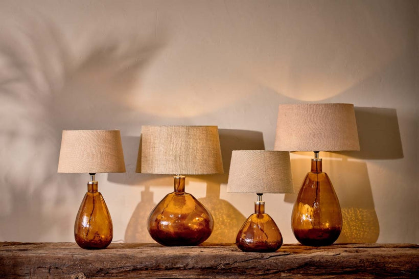 Baba Glass Lamp - Burnt Amber - Small Wide