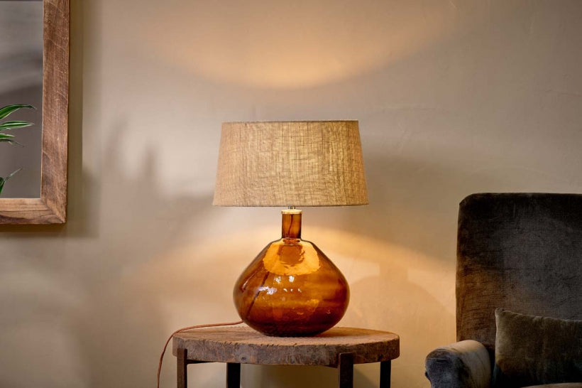 Baba Glass Lamp - Burnt Amber - Large Wide - Stable Home Garden