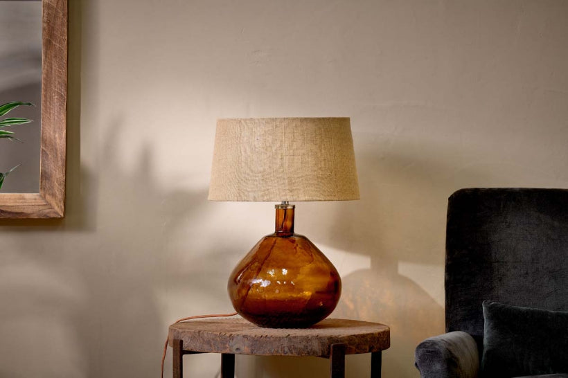 Baba Glass Lamp - Burnt Amber - Large Wide - Stable Home Garden