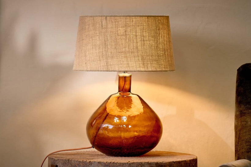 Baba Glass Lamp - Burnt Amber - Large Wide