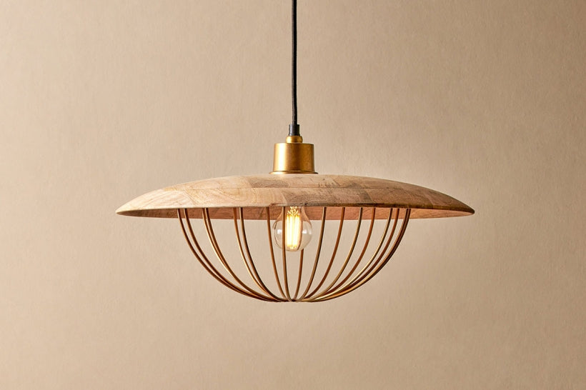 Chakai Wood &amp; Metal Pendant - Large - Stable Home Garden