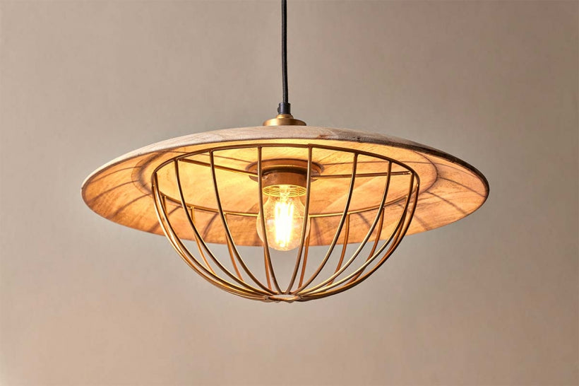 Chakai Wood &amp; Metal Pendant - Large - Stable Home Garden