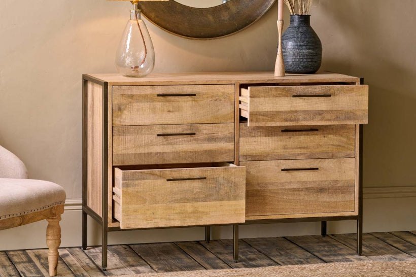 Dasai Mango Wood Chest of Drawers - Stable Home Garden