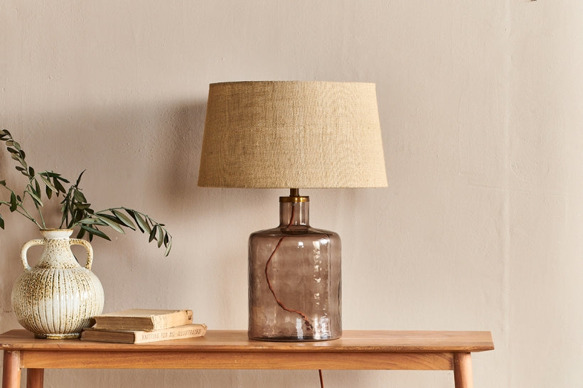 Edina Recycled Glass Table Lamp - Smoke Brown - Small - Stable Home Garden