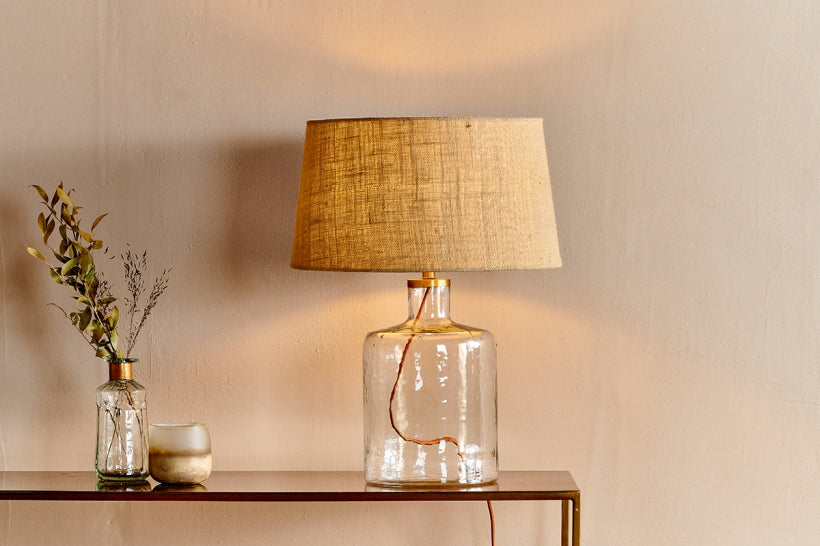 Edina Recycled Glass Table Lamp - Clear - Small - Stable Home Garden
